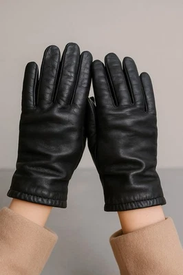 Guantes de cuero negros para mujer Fownes talla 7 forro acrílico WPL9522 cálidos invierno Foto 1 de 4