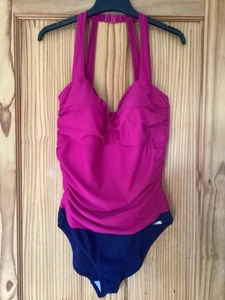 Lascana Cerise Pink & Navy One Piece Swimsuit Size 20 C Padded + Tummy Control - Picture 1 of 2