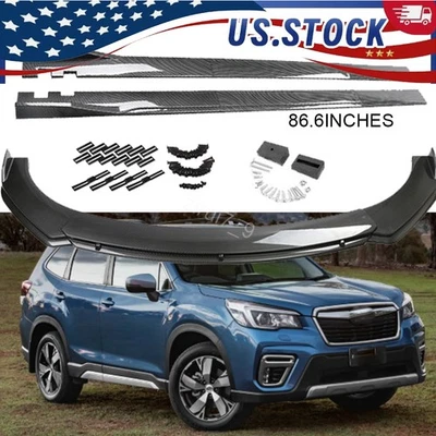 For Subaru Forester Carbon Style Front Bumper Lower Lip+86.6" Side Skirts Lips Foto 1 de 4