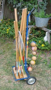 Grand Jeu de Croquet Ancien Jardin Plein air 6 Joueurs vintage - Picture 1 of 24