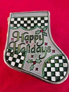 Buntglas Weihnachten Schmuckschatulle/Ornament Happy Holidays Strumpf Klappdeckel - Bild 1 von 8