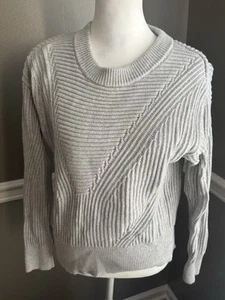 Ann Taylor LOFT Pullover Sweater Grey Knit Crew Neck Womens Sz XXS 100% Cotton - Picture 1 of 5