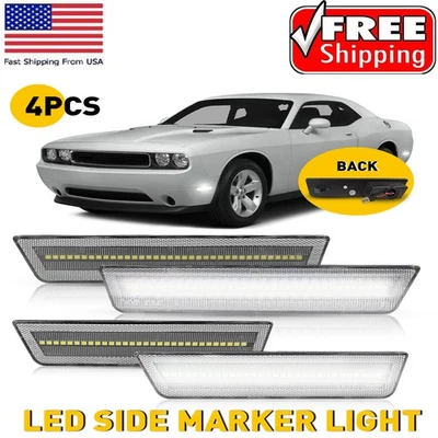 Clear For Dodge 2008-2014 Challenger Front Rear Bumper Side Signal Marker Lights - Image 1 of 4