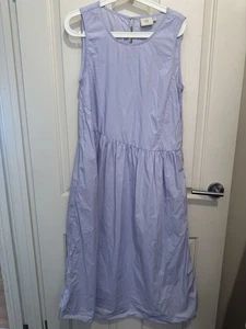 Elk Midi Dress Purple Size 10 Short Sleeves Organic Cotton Fit And Flare  - Picture 1 of 4