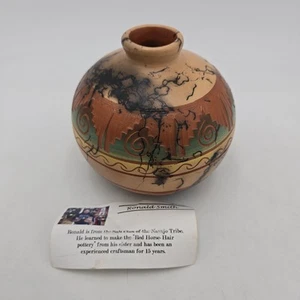 Ronald Smith Navajo Pferdehaar Keramik Vase mit Wirbel Design - Bild 1 von 24