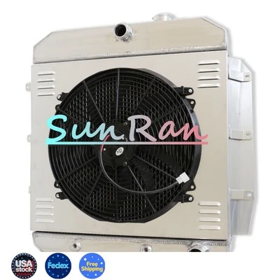 4 filas de radiador + cubierta + ventilador para camioneta Chevrolet GMC 1955-1959 100 150 3B/C/D/E/F/G Foto 1 de 4