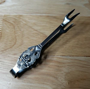Vintage Carlen Sweden EPNS Silverplate Sugar Tongs Ornate 4" Pierced Design - Picture 1 of 6