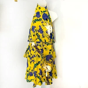 Tracy Reese Wild Orchid abgestuftes Seidenneckholderkleid Größe XS Neu mit Etikett - Bild 1 von 12