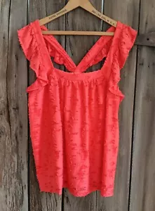 NWT Lauren Conrad Orange Burnout Sleeveless Top Racerback Shirt Womens Size 0X - Picture 1 of 10
