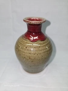 Japanese Style Pottery Bud Vase 4 Inch Maroon Glaze # 5812 - Picture 1 of 17
