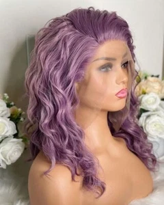 Purple Long Wave Lace Front Wigs Synthetic Cosplay Party Wigs - Picture 1 of 7
