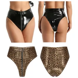 Damen Slips Wetlook Hotpants mit Reißverschluss Shorts Hipster Panties Clubwear - Bild 1 von 35