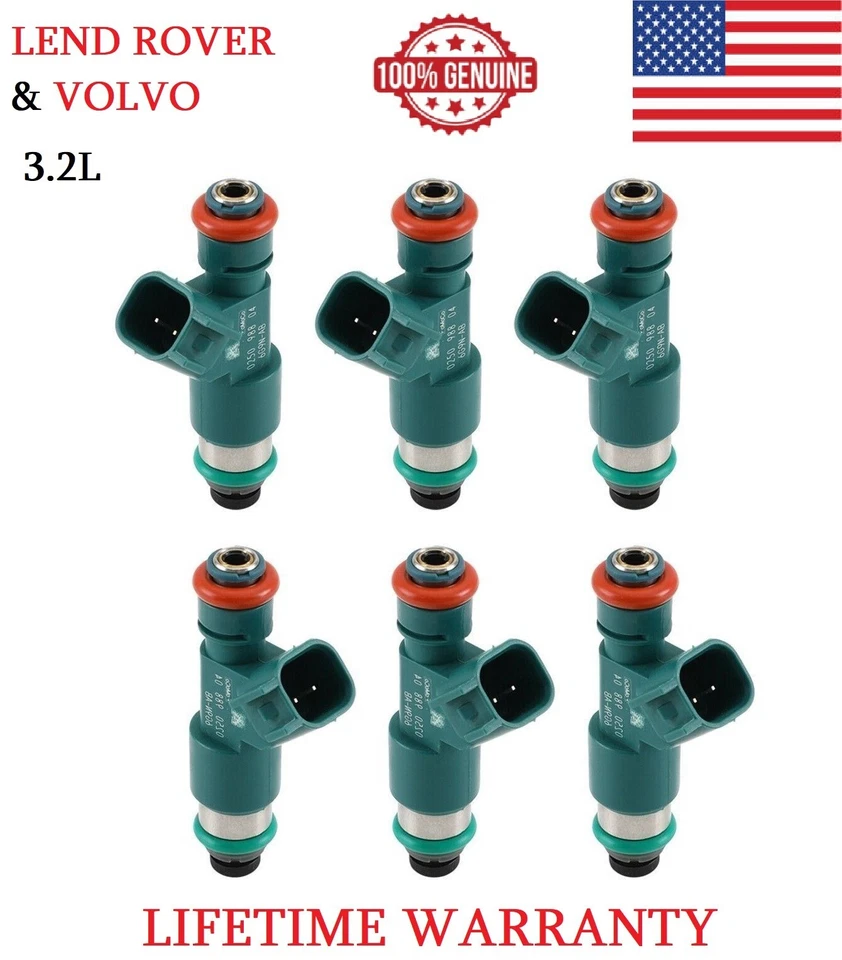 NEW OEM Set Of 6 Fuel Injectors For 2008-2012 LAND ROVER LR2 3.2L #6G9N-AB - Изображение 1 из 1
