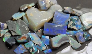 Lightning Ridge Opal Rough Parcel Blue Green Purple Lapidary 126 Ct Australian - Foto 1 di 24