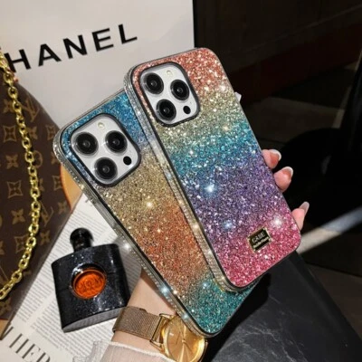 Funda de lujo con diamantes degradados brillantes para iPhone 15 Pro Max 14 13 12 11 X 6 7 8 Foto 1 de 4