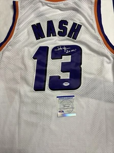 Steve Nash Signed Jersey PSA COA Inscribed 2x MVP Phoenix Suns HOF Autographed - Picture 1 of 3