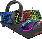 Wired 104key Gaming Keyboard&mouse&headset&mousepad Set Rgb Backlight For Pc Mac