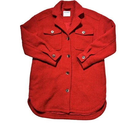 Womens Red Wool Blend Button Up Shacket Size S Outdoor Cozy Holiday Granolagirl - Image 1 of 4