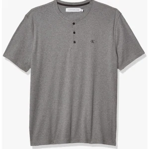 Calvin Klein Men's Short Sleeve Henley Ribbed Logo T-Shirt - NEW - Picture 1 of 2