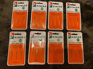 8 Vtg Packs Singer Sewing Machine Needles Yellow Band Ball Point Style 2045 New - Picture 1 of 6