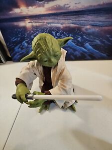 Yoda Talking Moving With Light Saber That Moves & Lights Up *WORKS* 
