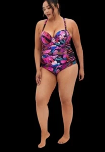 NWT Torrid Floral Slim Fix Slimming One Piece Swimsuit 5 DD/F $110 - Picture 1 of 16