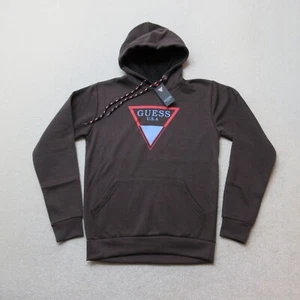 GUESS Hoodie Mens Small Dark Brown Pullover Casual Jumper Jeans Los Angeles NWT - Picture 1 of 7