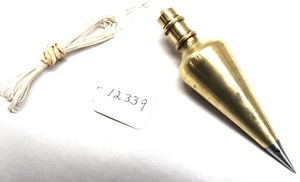 General Hardware Mfg. Co. 10 Oz. Brass, No. 800, PLUM BOB, 8" of Twine, USA - Picture 1 of 2