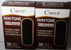 2 Box 60ct SKIN TONE Fabric Bandage Non Sticking 24 Hours Hold Assorted Sizes - Picture 1 of 1