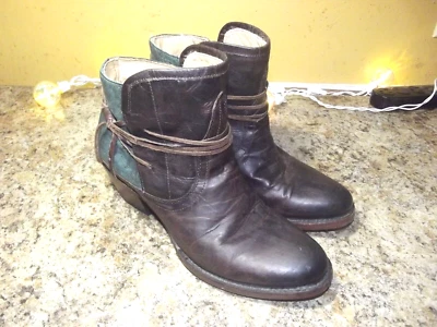 Botas al tobillo Stetson Goat marrón y tacón acuático punta vintage occidentales para mujer talla 8 Foto 1 de 4