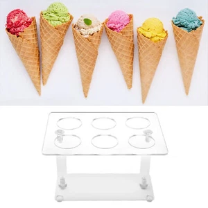 Acrylic Ice Cream Cone Holder 6-Hole Cone Holder Counter Top Display Stand - Picture 1 of 11