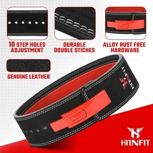 HNF 10mm Lever Belt -Black-Red Double Tone 10cm Wide (Powerlifting, Strongman) - Picture 1 of 8