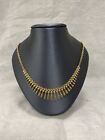 Italian 14K Yellow Gold Graduating Cleopatra Style Necklace Signed MB 16 1/2”