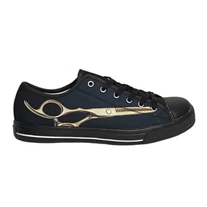 Barber Hair Stylist Gold Scissor Low Top Casual Sneakers Unisex M6.5 W8 - Picture 1 of 12