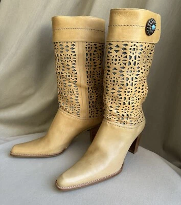 Botas de tacón Stuart Weitzman Western de cuero tostado talla 7 turquesa  Foto 1 de 4