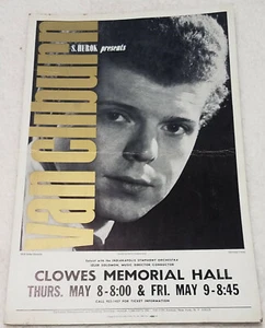 Vintage S Hurok Van Cliburn Clowes Hall Indianapolis 22"x14" window card poster - Picture 1 of 8