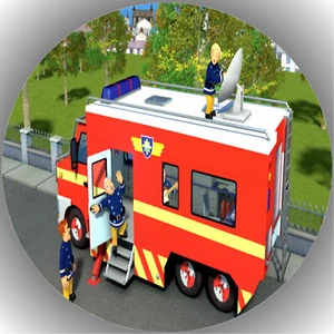 Tortenaufleger Geburtstag Party Tortenbild Fondant  Oblate Feuerwehrmann Sam P50 - Bild 1 von 1