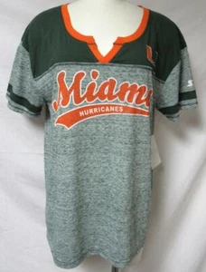 Starter Miami Hurricanes Women's Size Medium Split V-Neck T-Shirt A1 3423 - Picture 1 of 4