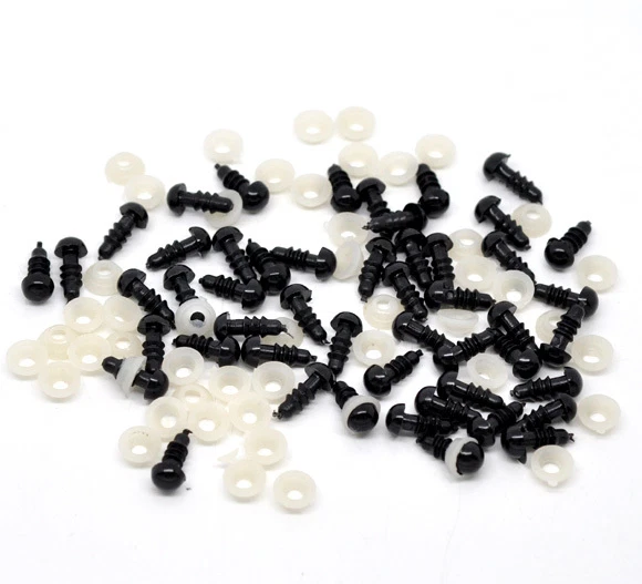 50 x 6mm Black Acrylic Toy Teddy Eyes (25 Pairs) Soft Toy Amigurumi C201