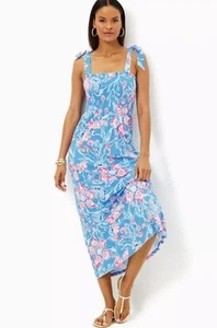 Lilly Pulitzer NWT Kailua Smocked Maxi Dress Straps Multi Bahamian Rhapsody XL - Picture 1 of 7