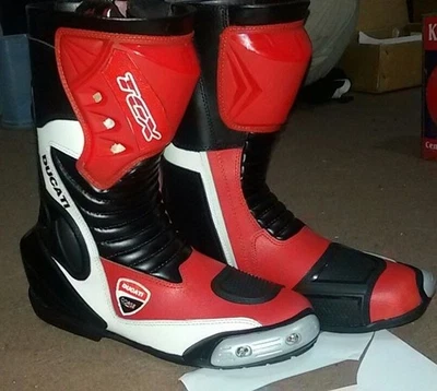 DUCATI Hombres Motocicleta Motociclista Cuero de Vaca Botas Moto Cuero Carreras Foto 1 de 4