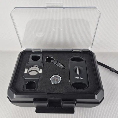 Cigar Humidor Set Travel Humidor Includes 2 Multifunctional Cutters, Hole Punch - Bild 1 von 4