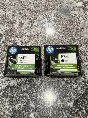 Combo de cartuchos de tinta originales HP 63XL negros y tricolores 3/2023 totalmente nuevos sellados Foto 1 de 4
