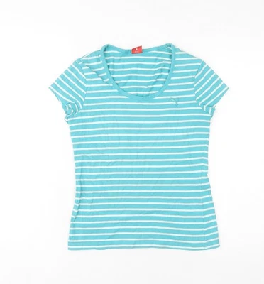 Puma Women’s Blue Striped T-Shirt - Size 8 - Image 1 of 4