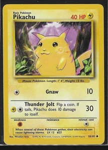 Pikachu 58/102 NM Near Mint Yellow Cheeks Base Set Pokemon Card WOTC 1999 - Picture 1 of 2