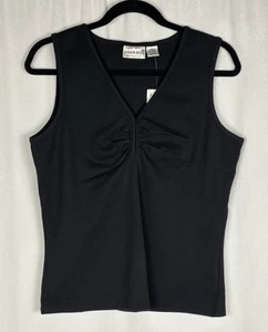 Vintage Fashion Bug Stretch Women’s Size Large Ruched Front Tank Top Black - Picture 1 of 8
