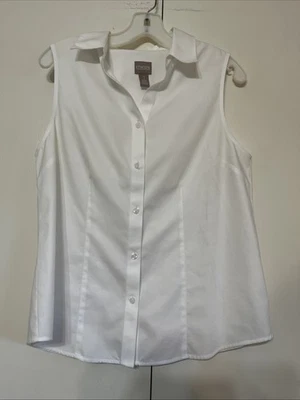 Blusa Chico's Blanca Sin Mangas Cuello Abotonado Resistente a las Arrugas Talla 1 (Mediana/8) Foto 1 de 4