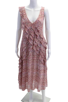 Missoni женщин шеврон печать v-образным вырезом молнии оборки деталь платье розовый размер 40 - Изображение 1 из 4