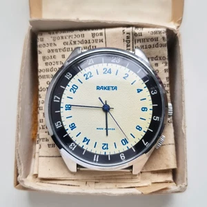 NOS Orologio da polso vintage RAKETA 24 ORE POLARE ANTARTICO USSR russo SOVIETICO 2623H - Foto 1 di 10