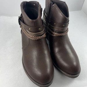 Jellypop Women's Dawson Ankle Boots Brown Size 9 Studded Braid Accents New - Picture 1 of 11